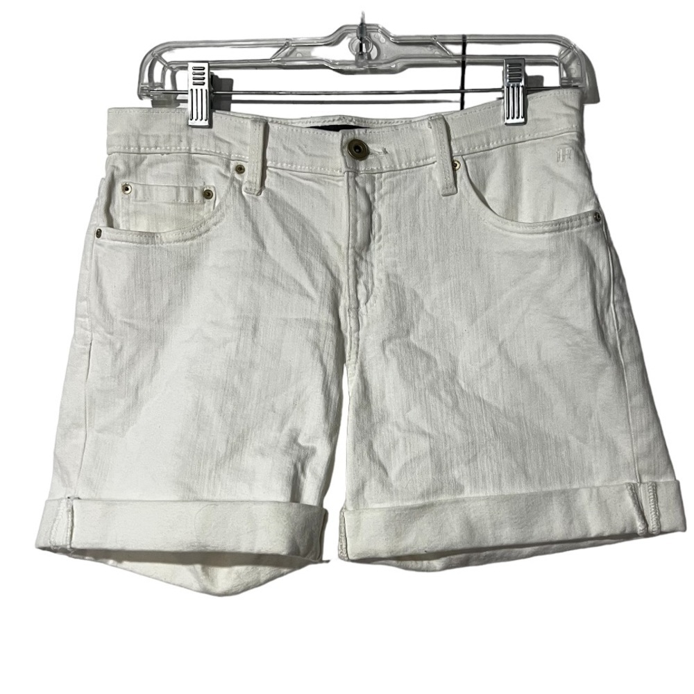 Tommy Hilfiger Fitted Denim Shorts Size 6 White Summer Preppy